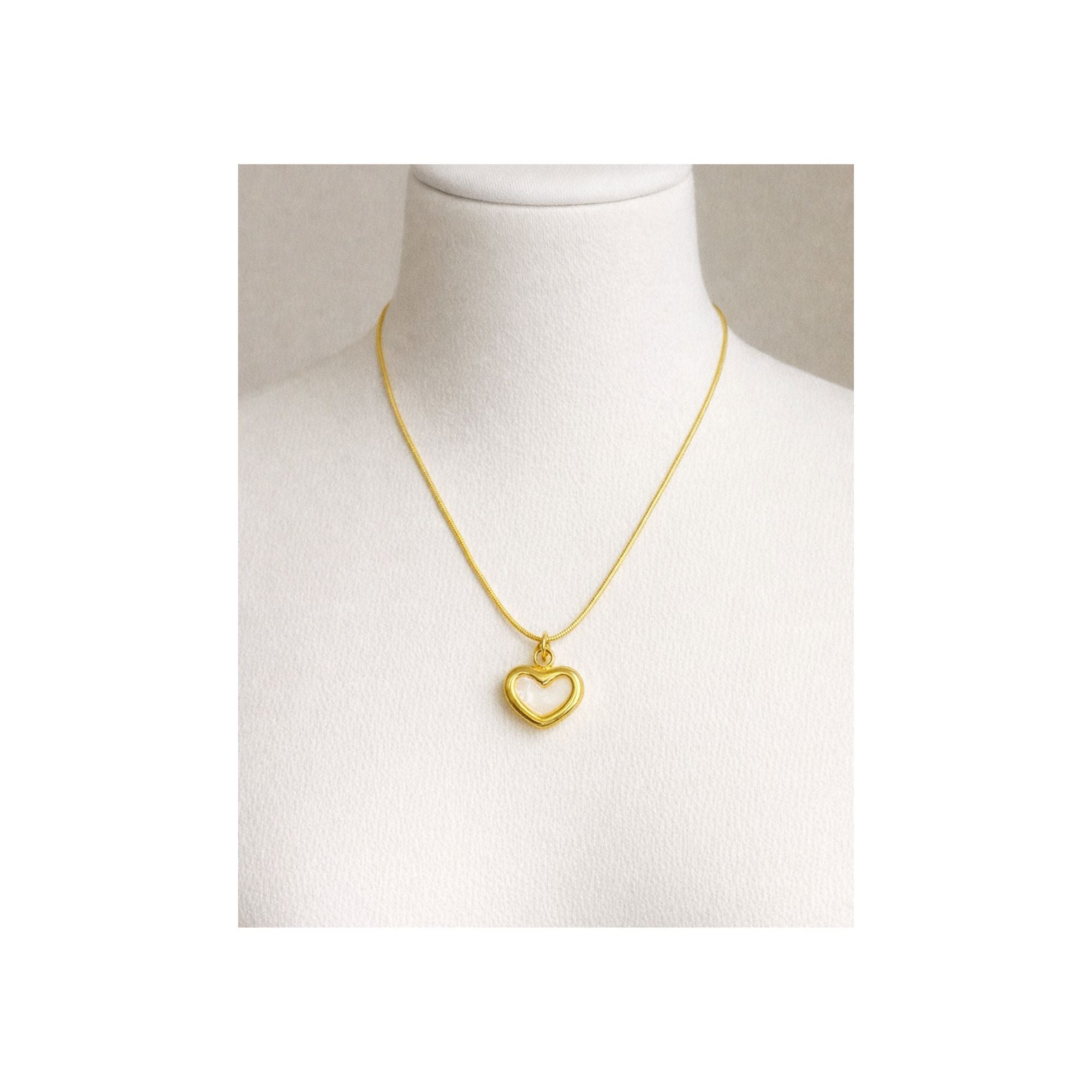 Golden Pearl Heart Pendant Necklace