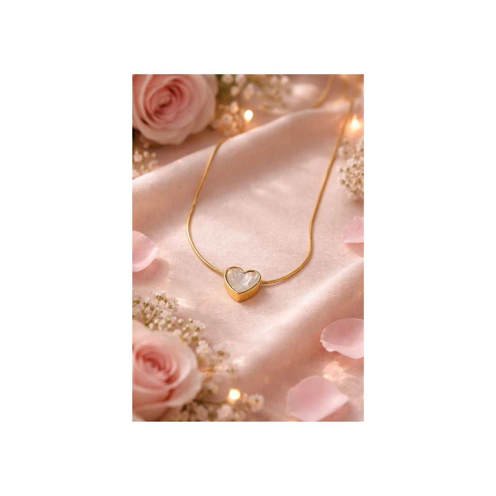 Golden Pearl Heart Necklace
