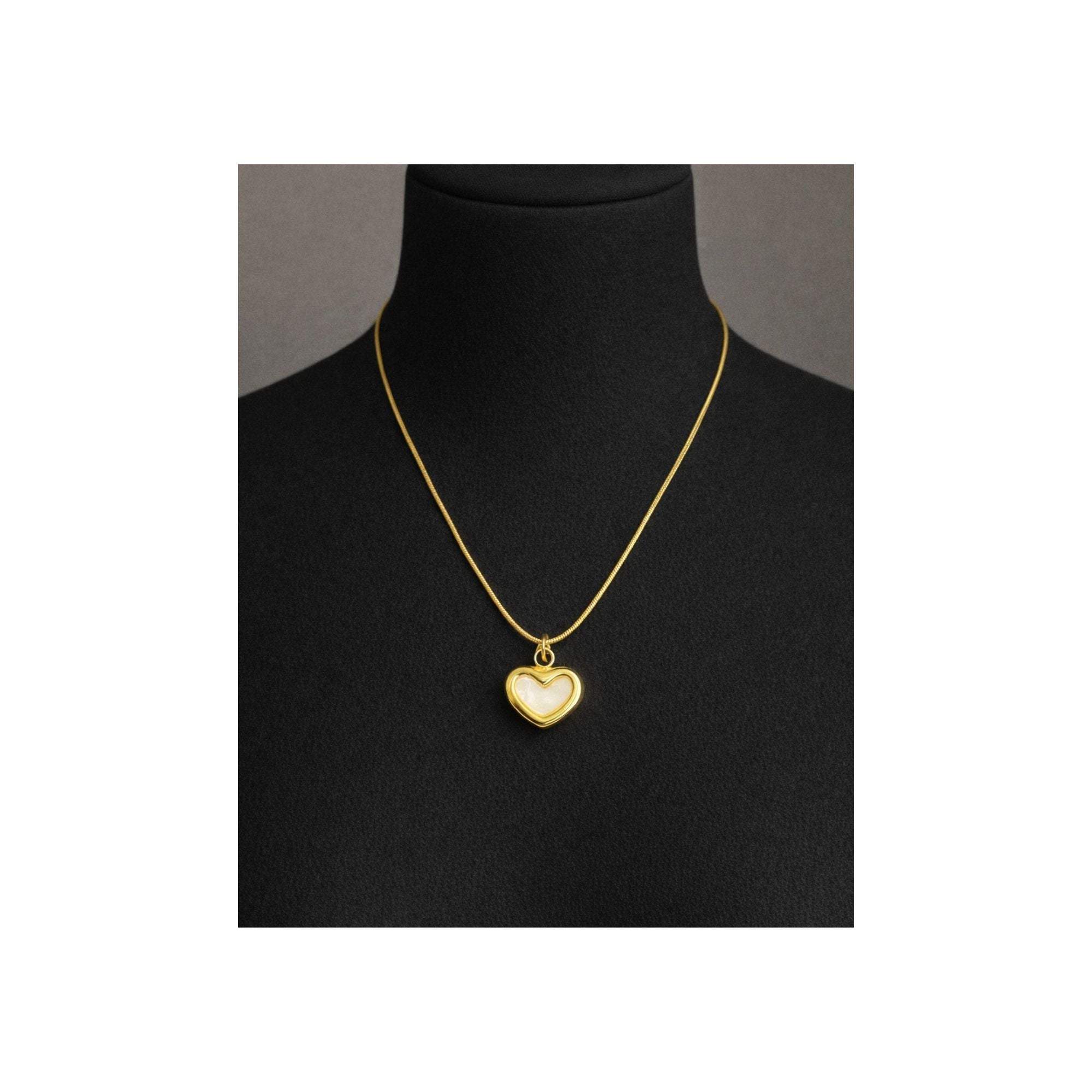 Golden Pearl Heart Pendant Necklace
