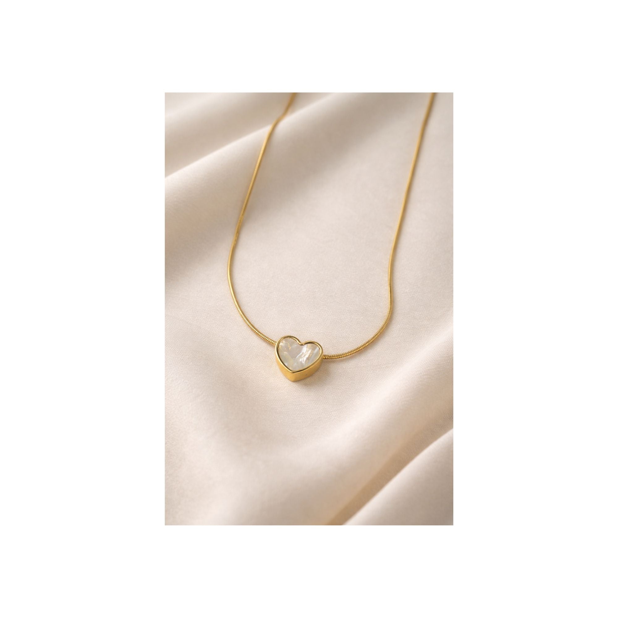 Golden Pearl Heart Necklace