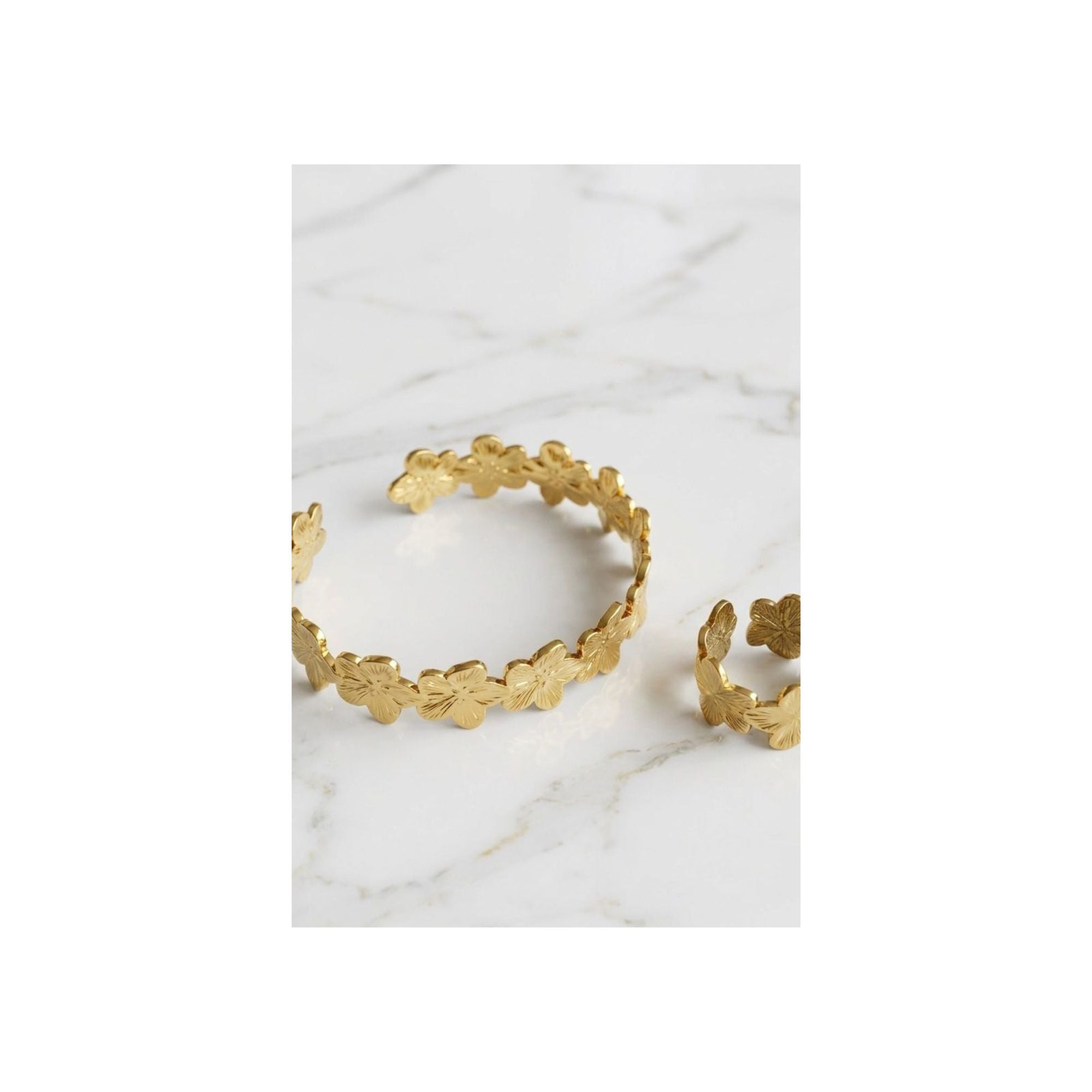 Golden Blossom Bracelet & Ring Set