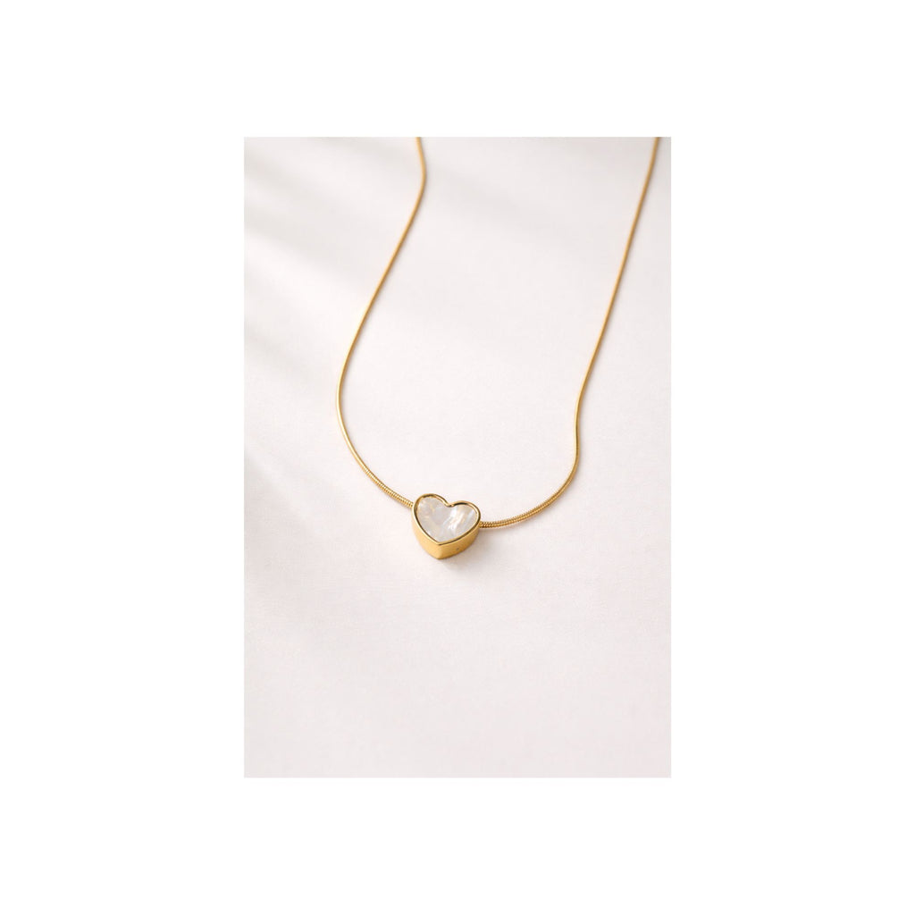 Golden Pearl Heart Necklace