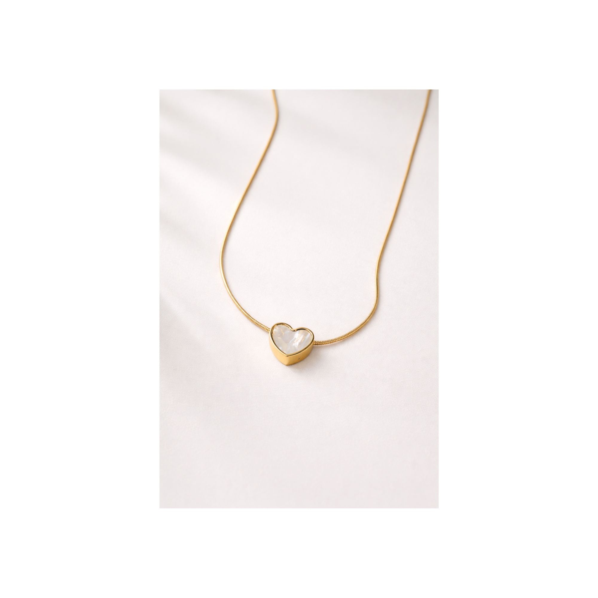 Golden Pearl Heart Necklace