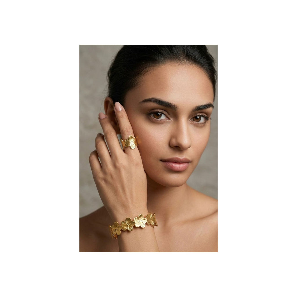 Golden Blossom Bracelet & Ring Set
