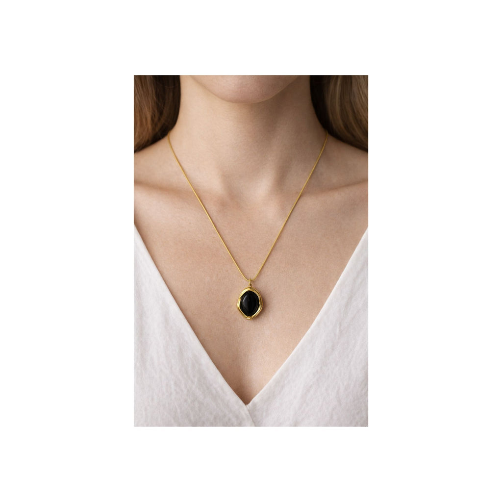 Midnight Oval Pendant Necklace