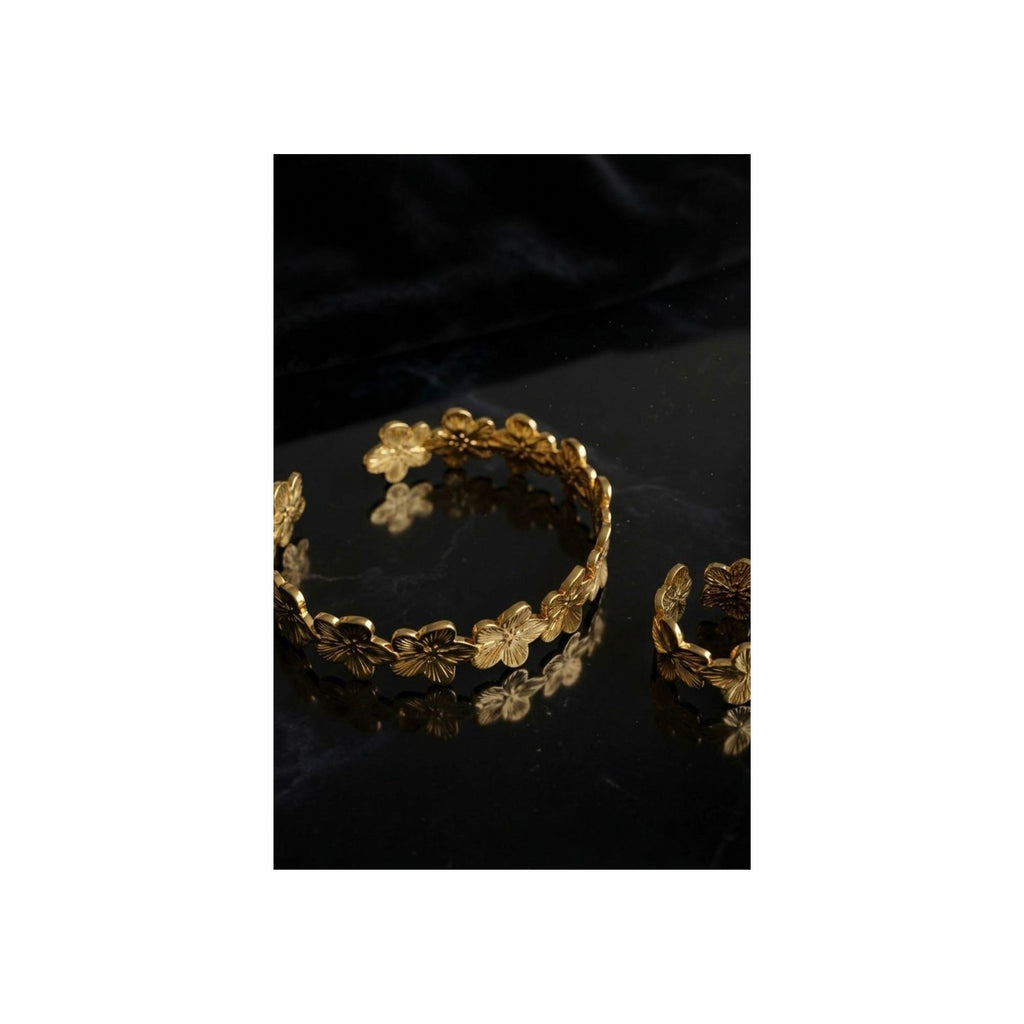 Golden Blossom Bracelet & Ring Set