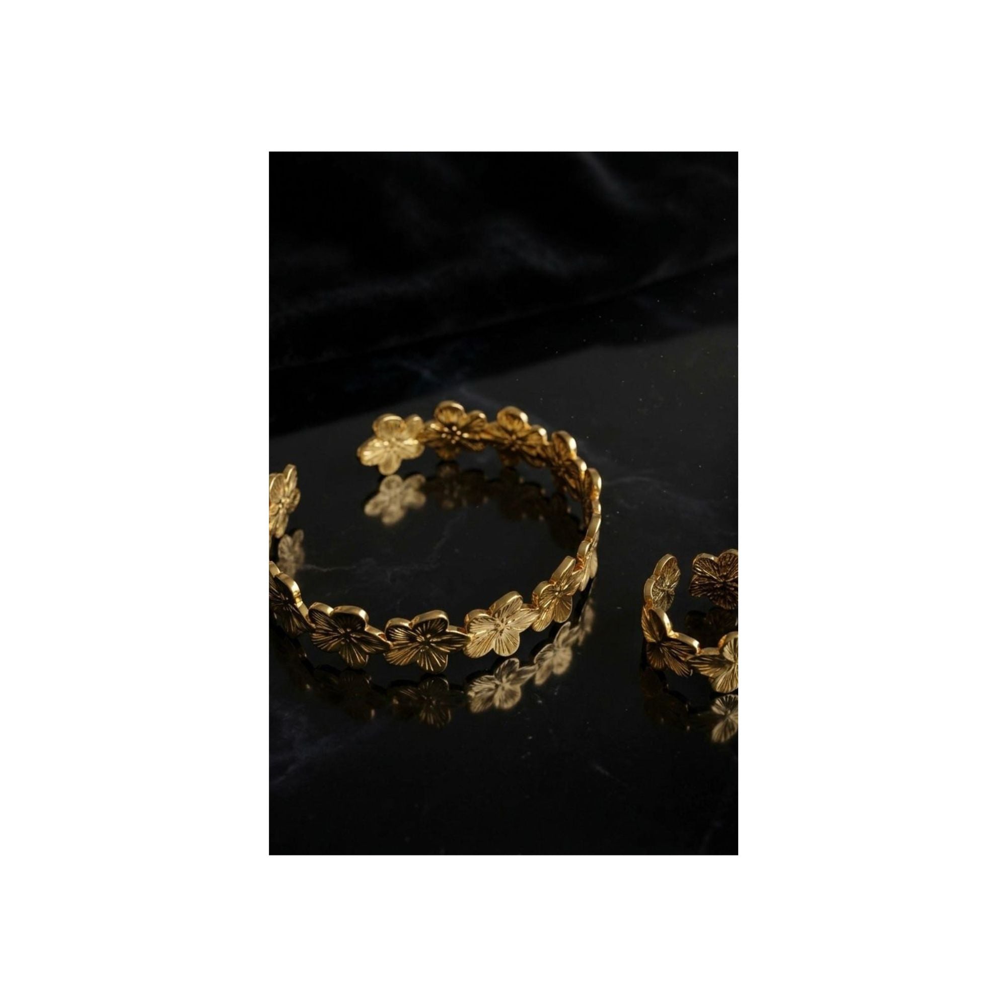 Golden Blossom Bracelet & Ring Set
