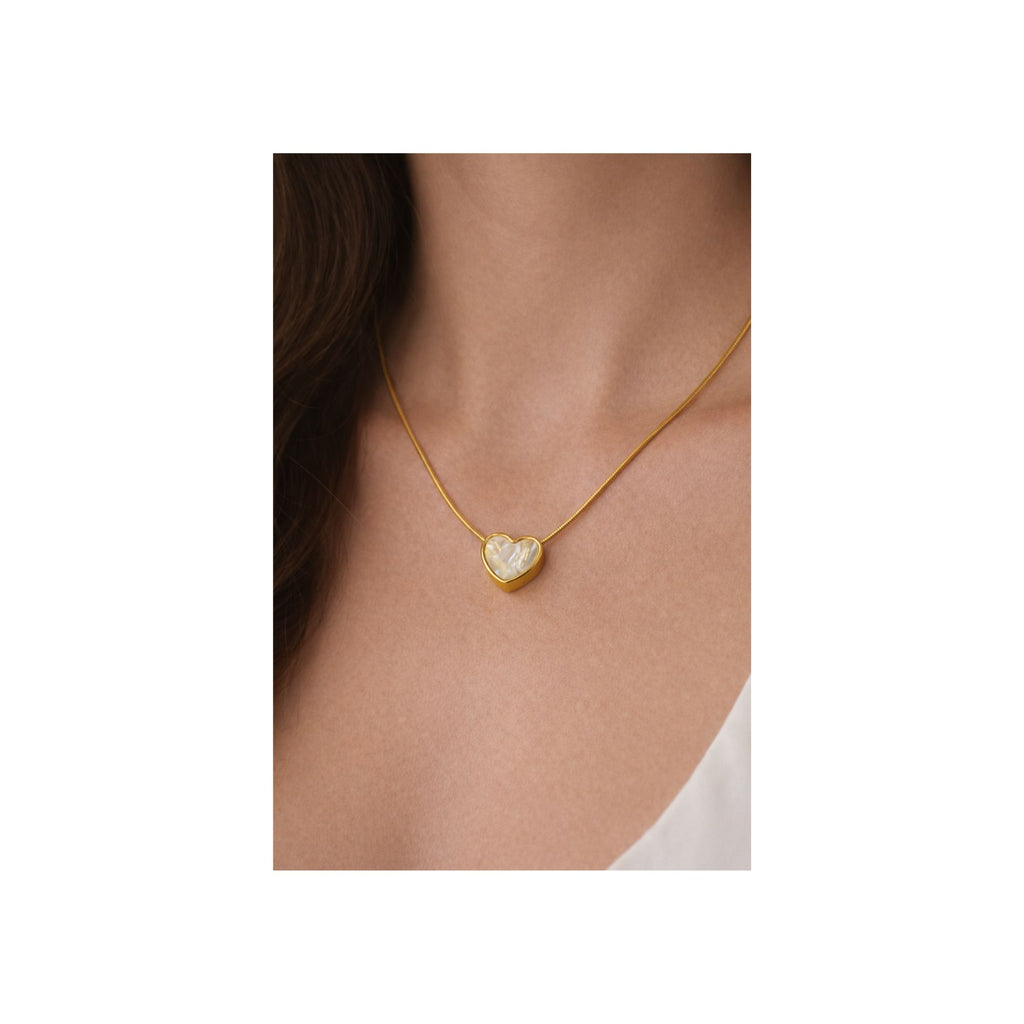 Golden Pearl Heart Necklace