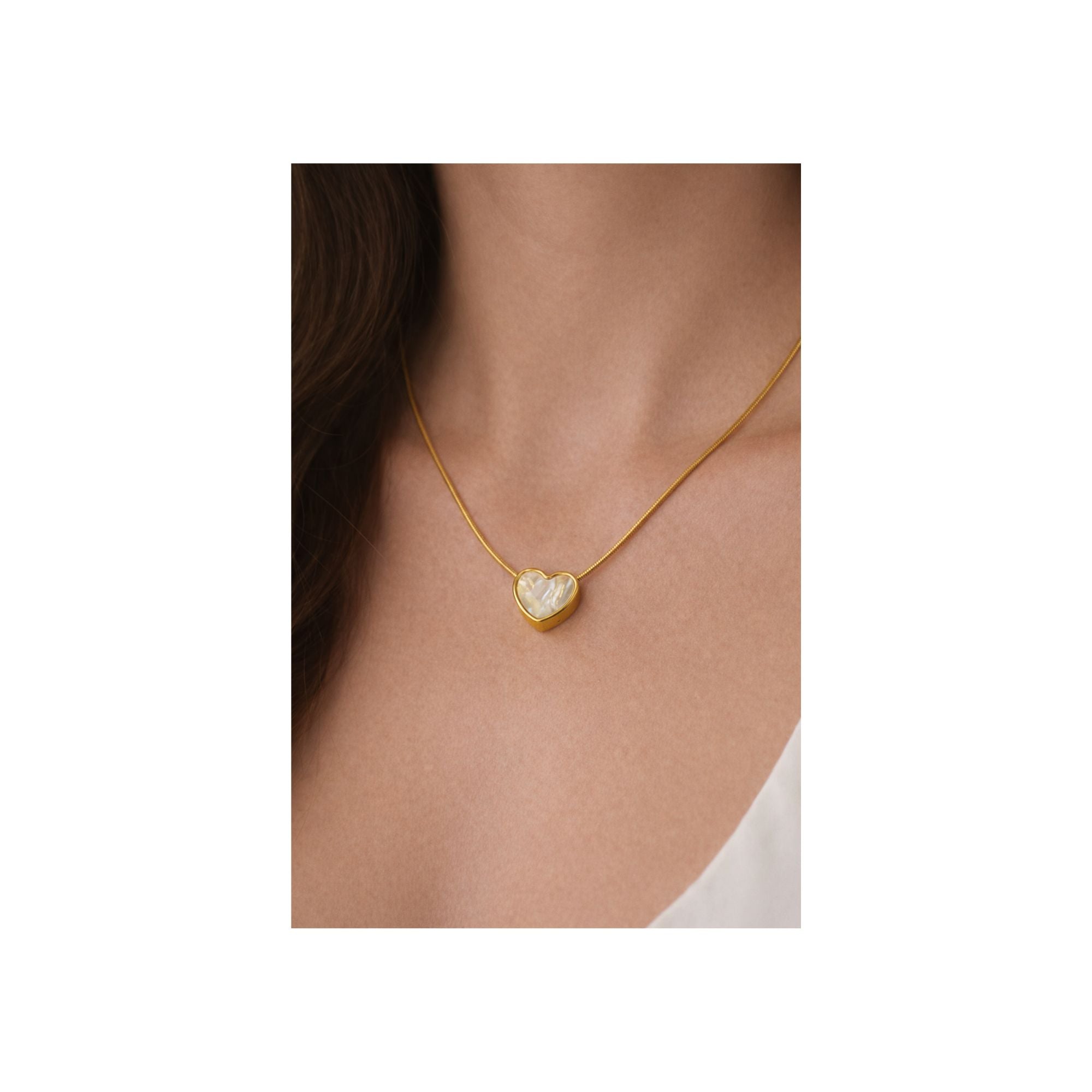 Golden Pearl Heart Necklace