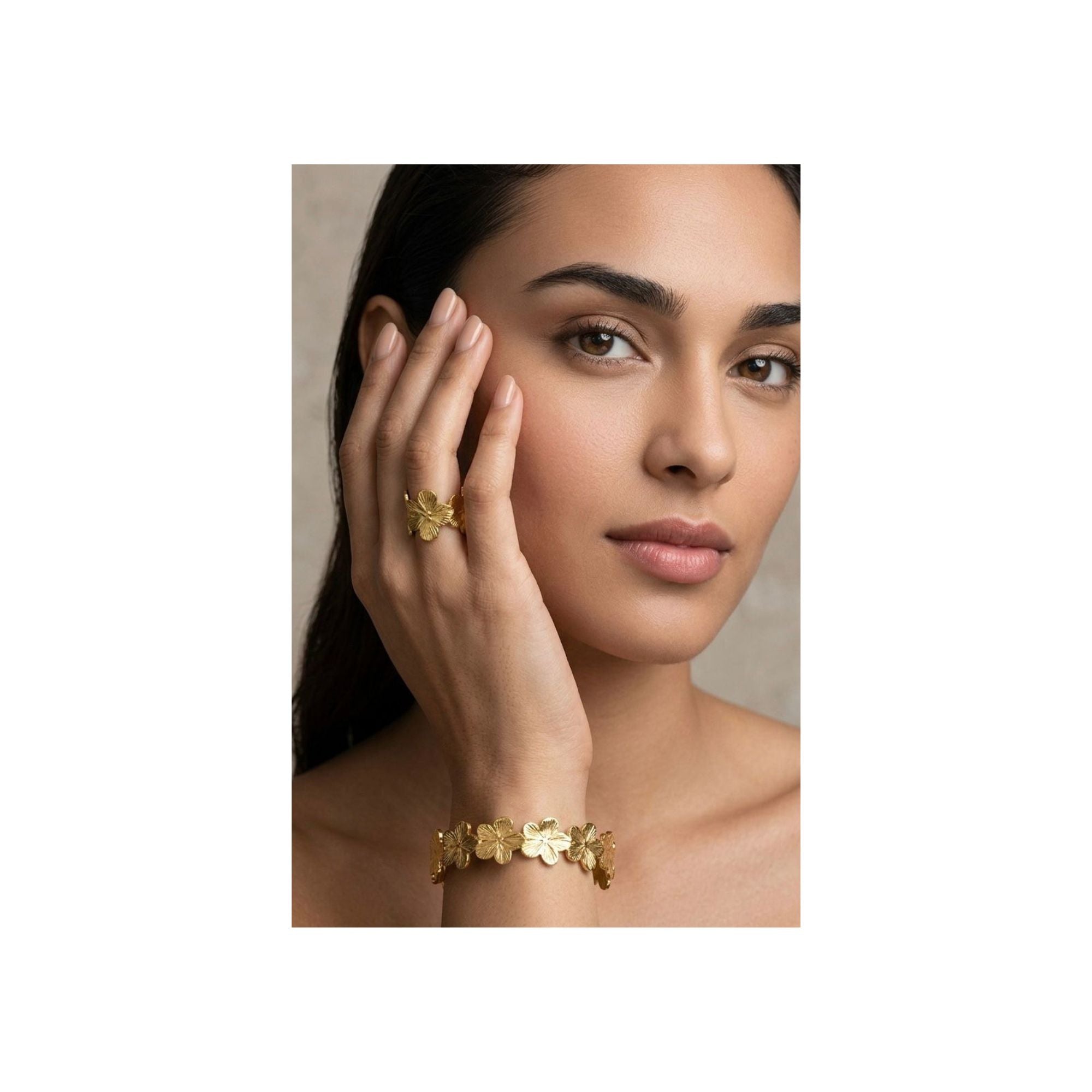 Golden Blossom Bracelet & Ring Set