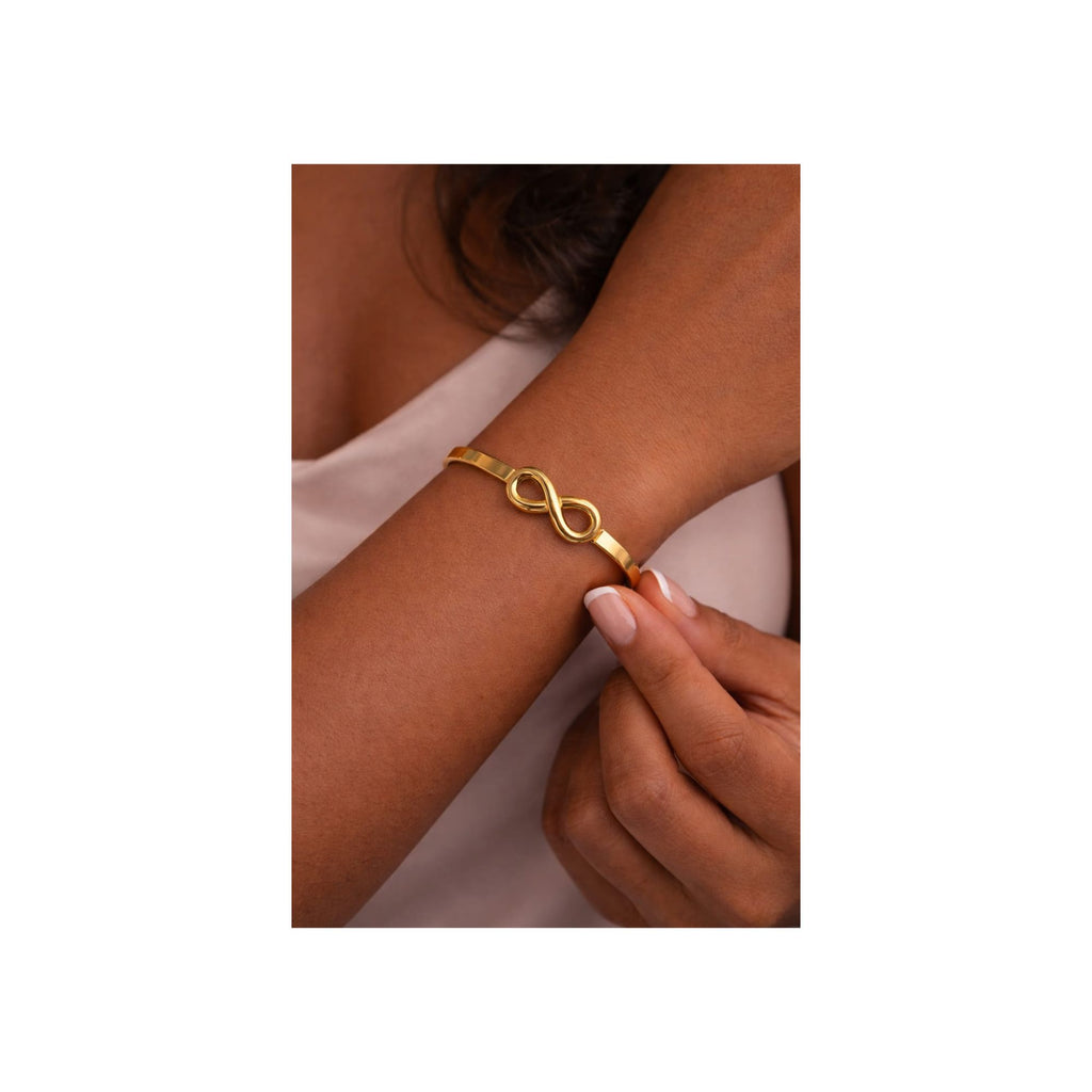 Forever Loop Infinity Anti-Tarnish Gold Bangle Bracelet 316 SS