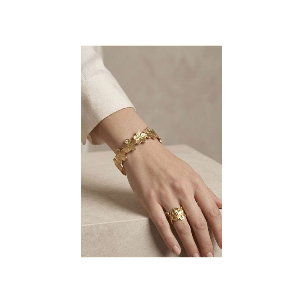 Golden Blossom Bracelet & Ring Set
