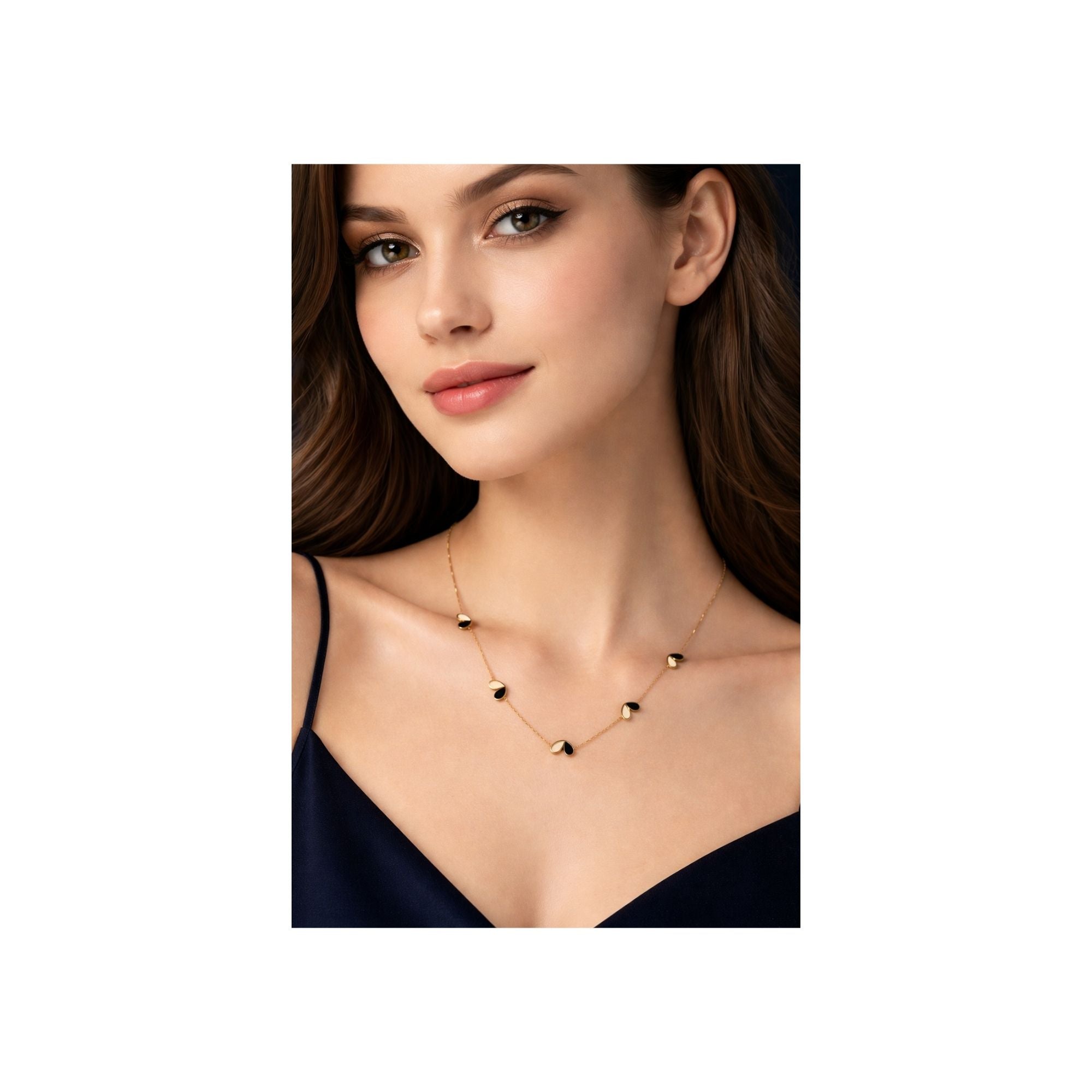 Black & White Mini Heart Necklace – Anti-Tarnish & Trendy 🖤🤍