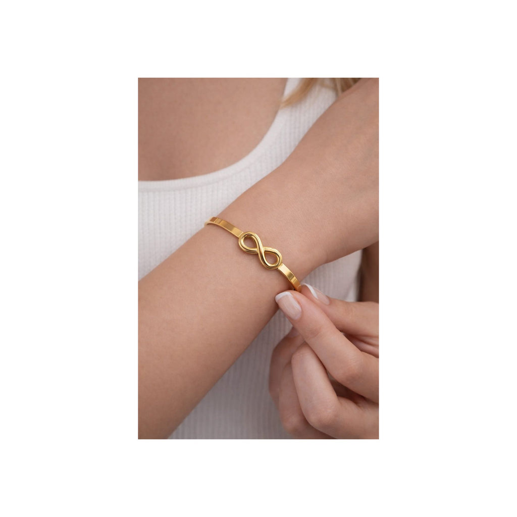 Forever Loop Infinity Anti-Tarnish Gold Bangle Bracelet 316 SS
