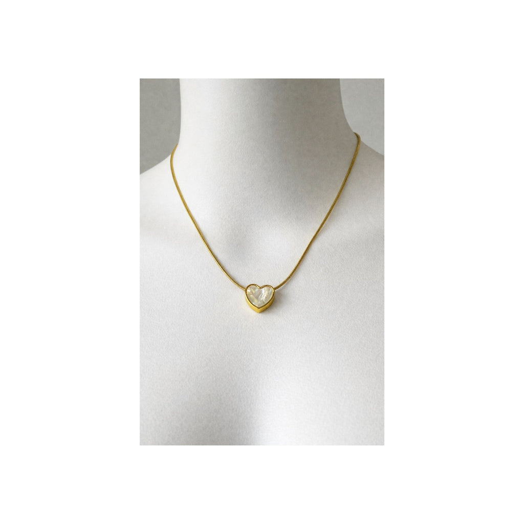 Golden Pearl Heart Necklace