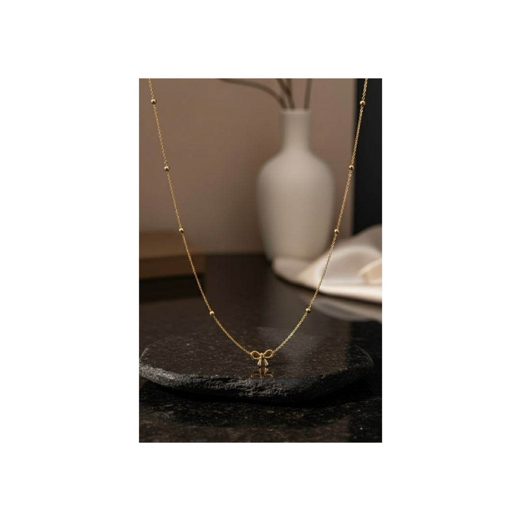 ✨ Bow Babe Anti-Tarnish Gold Necklace — Everyday Cute ✨