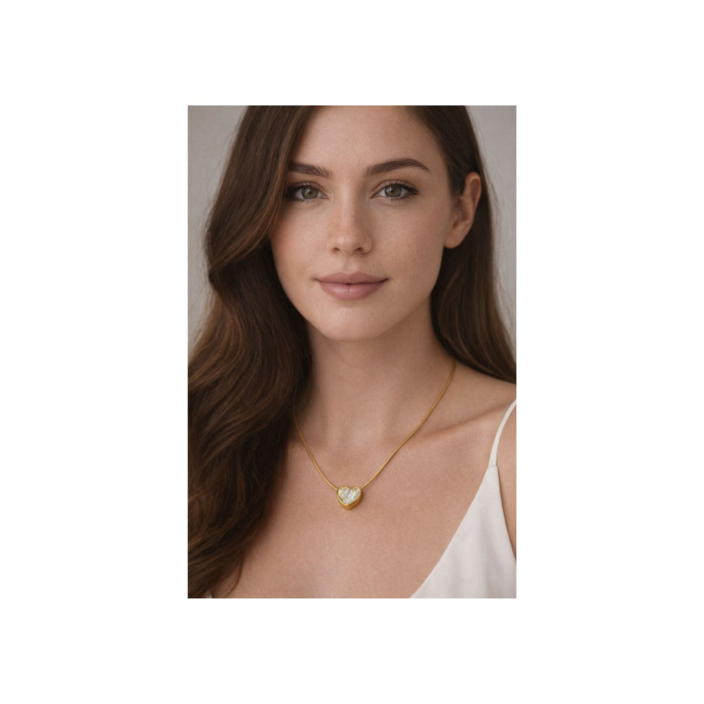 Golden Pearl Heart Necklace