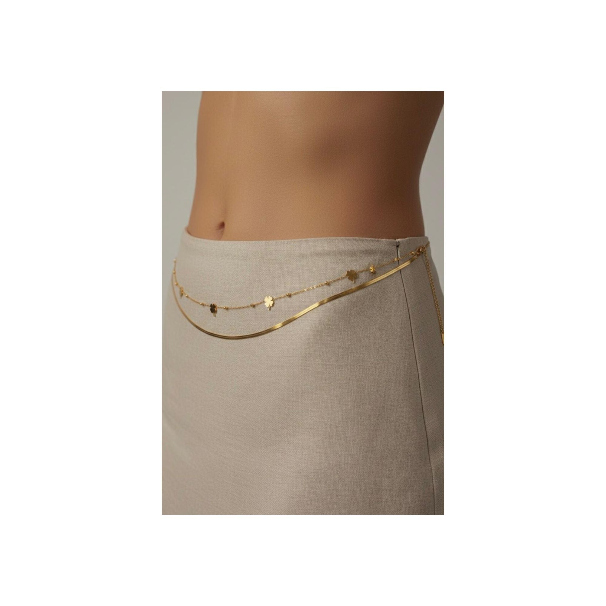 Golden Clover Anti-Tarnish Hip Chain — That Girl Energy ✨