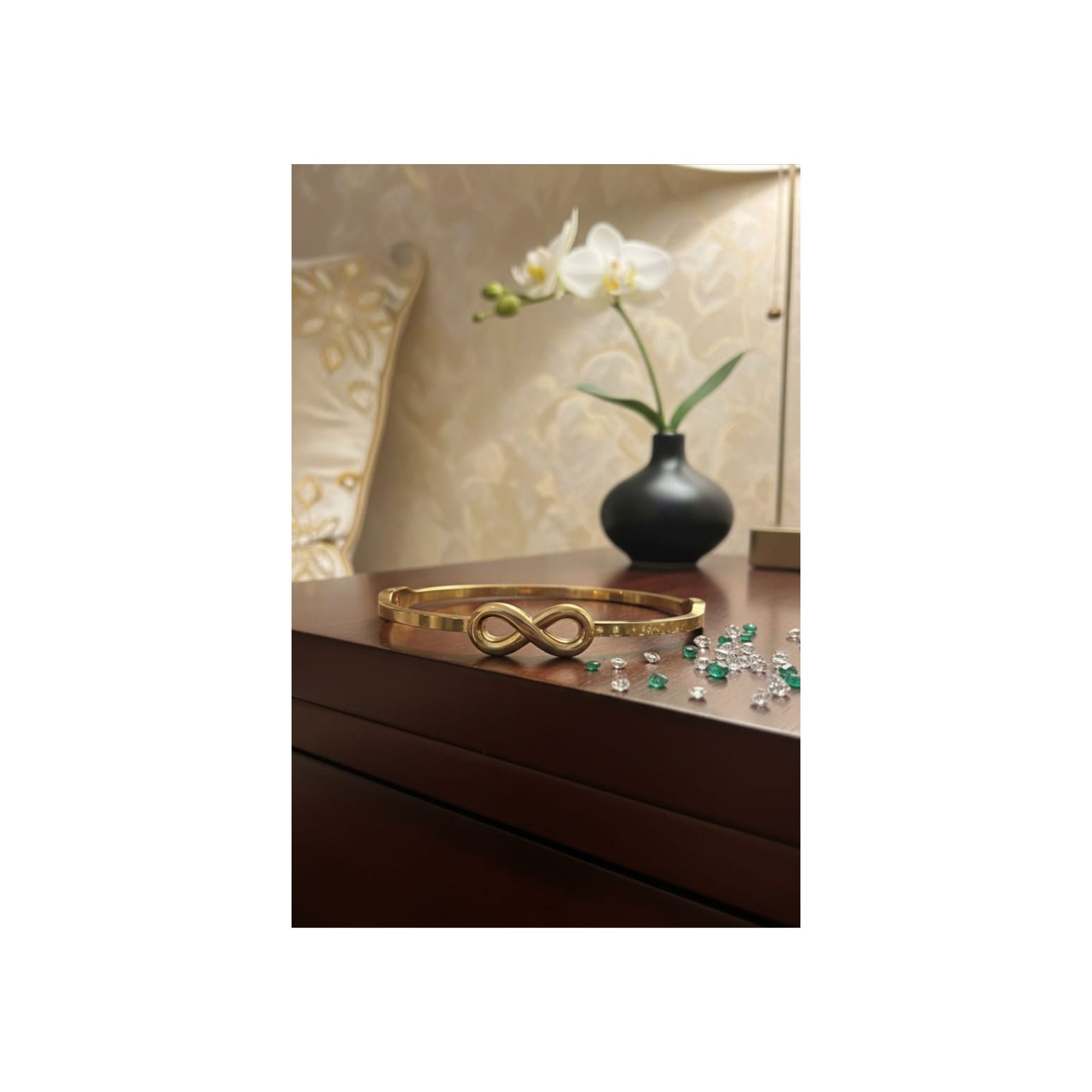 Forever Loop Infinity Anti-Tarnish Gold Bangle Bracelet 316 SS