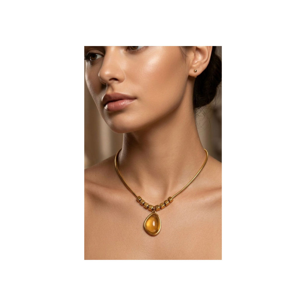 Aura Collection – Golden Glow Pendant Necklace