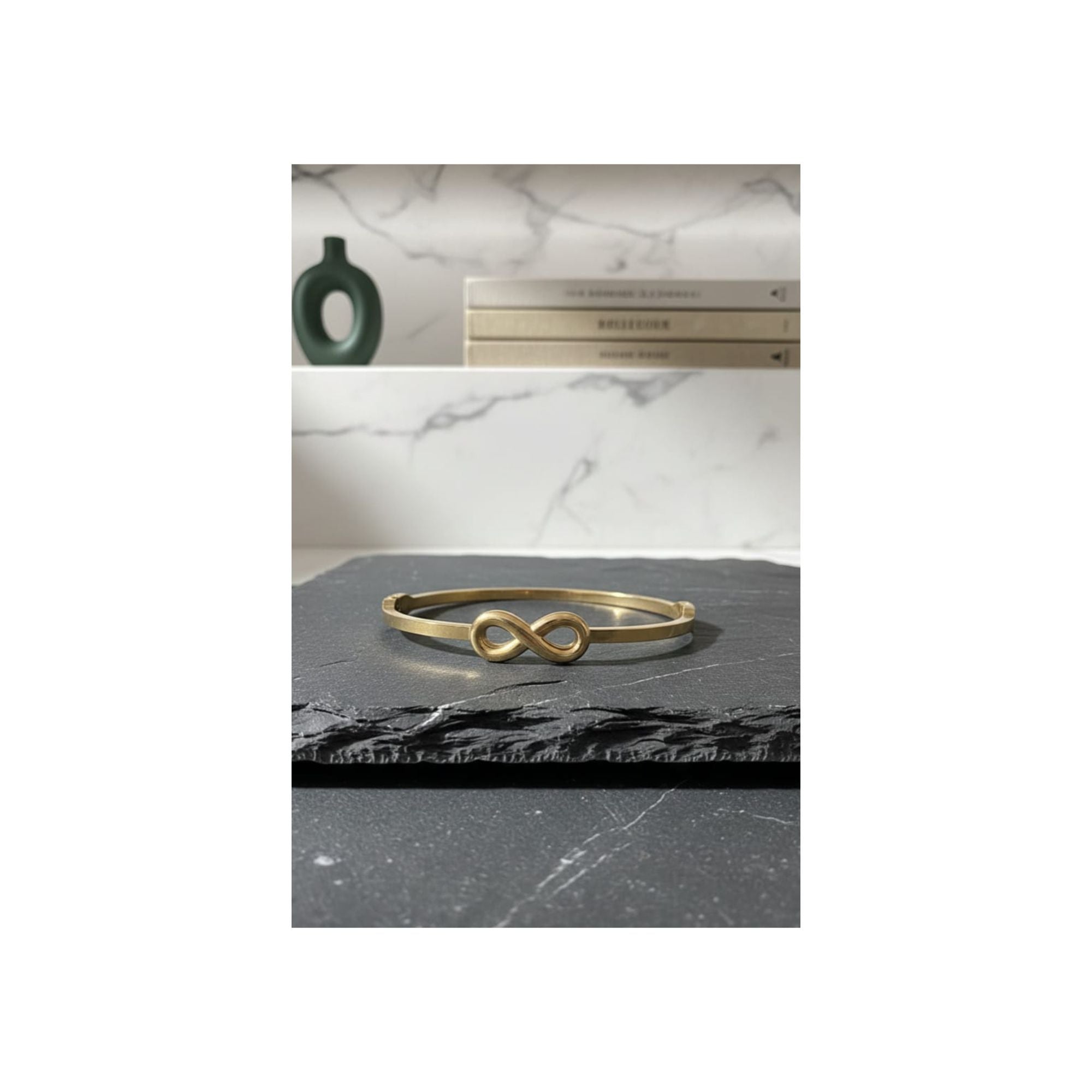 Forever Loop Infinity Anti-Tarnish Gold Bangle Bracelet 316 SS