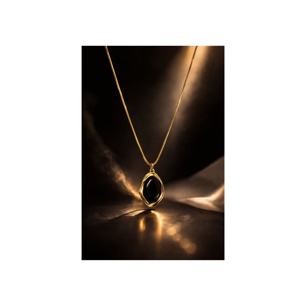 Midnight Oval Pendant Necklace