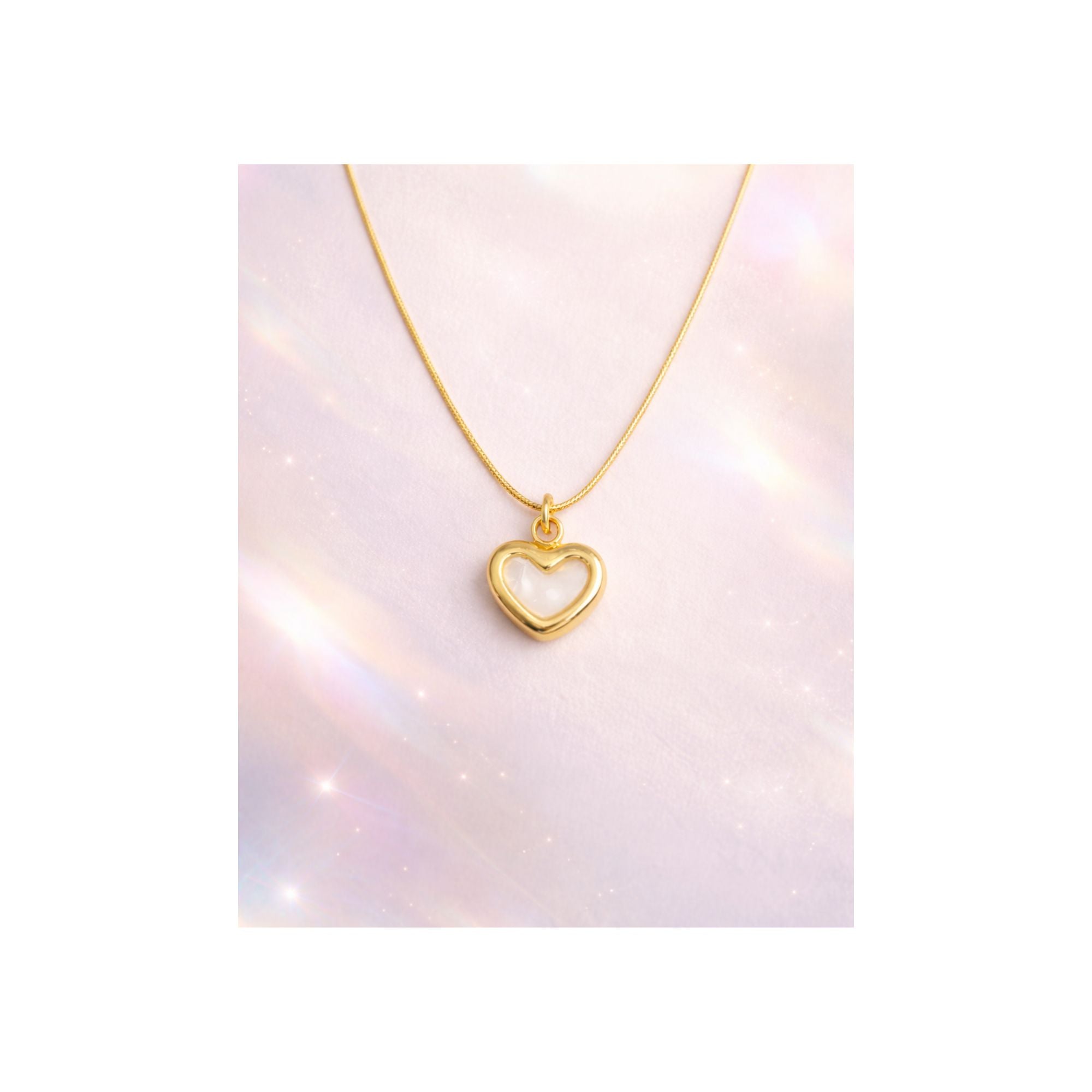 Golden Pearl Heart Pendant Necklace