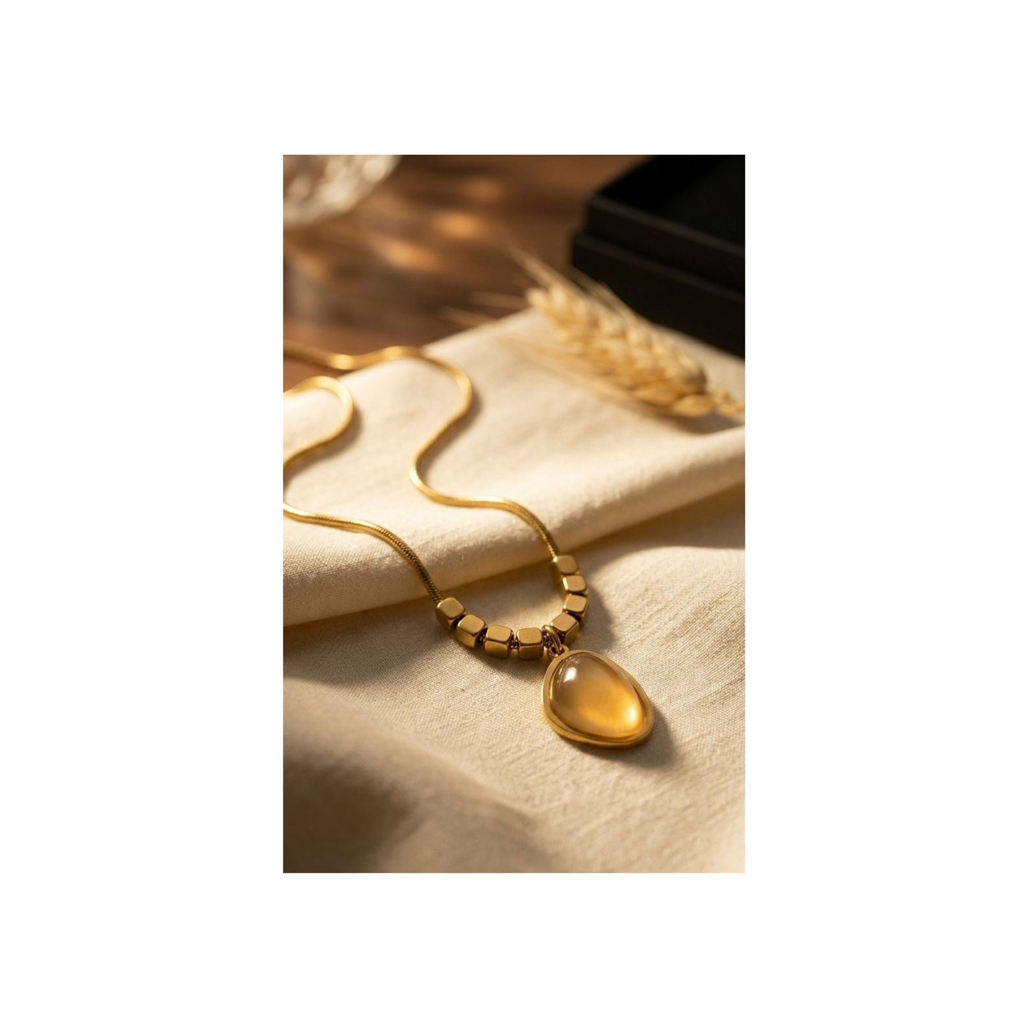 Aura Collection – Golden Glow Pendant Necklace