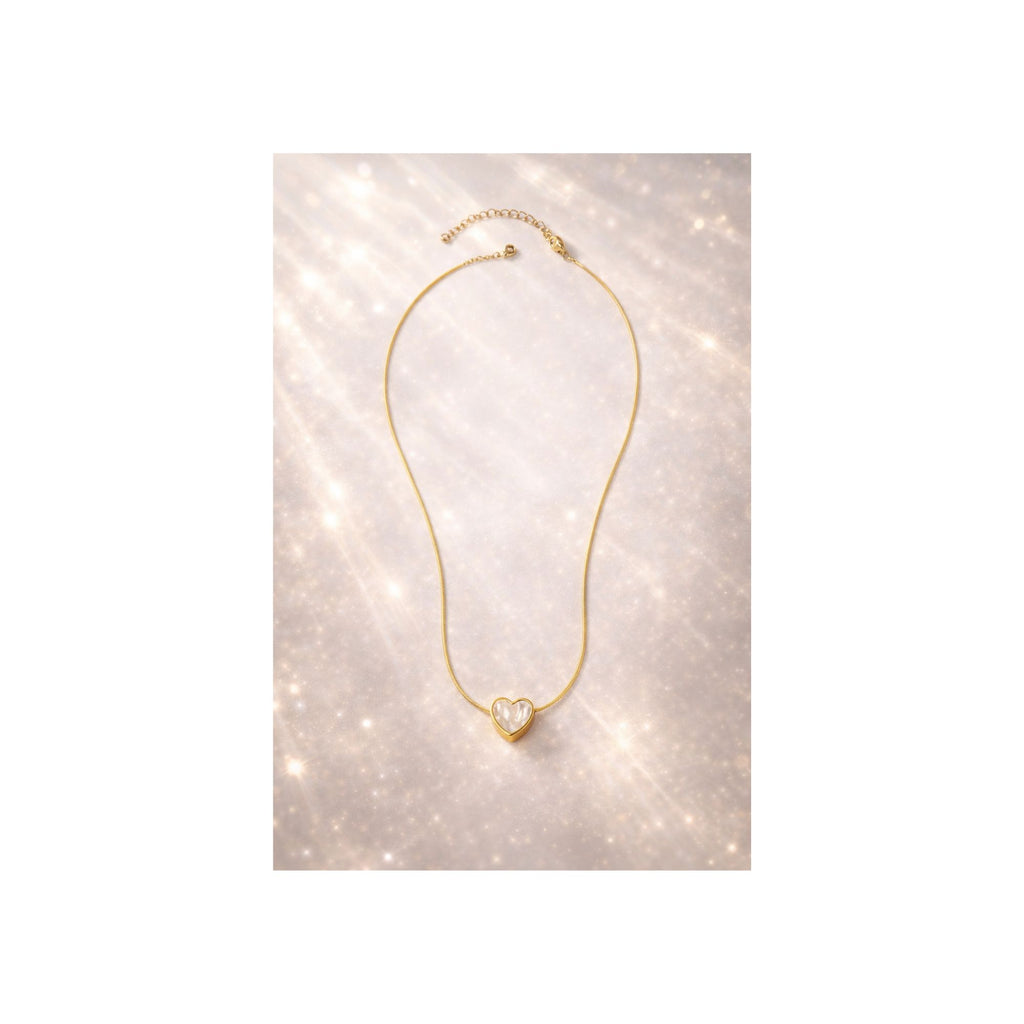 Golden Pearl Heart Necklace