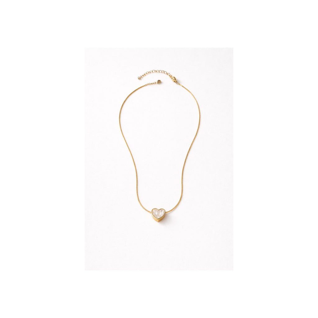 Golden Pearl Heart Necklace