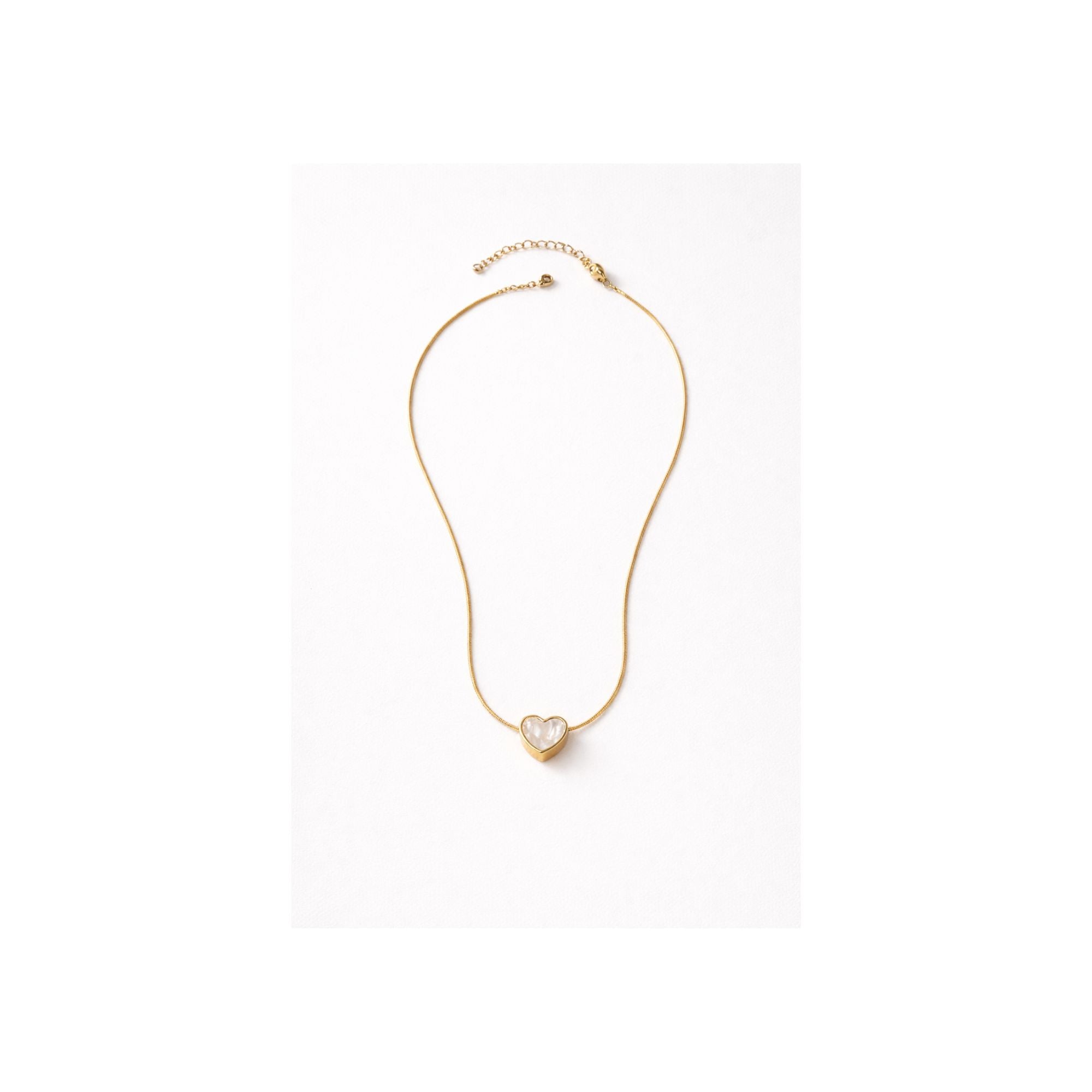Golden Pearl Heart Necklace