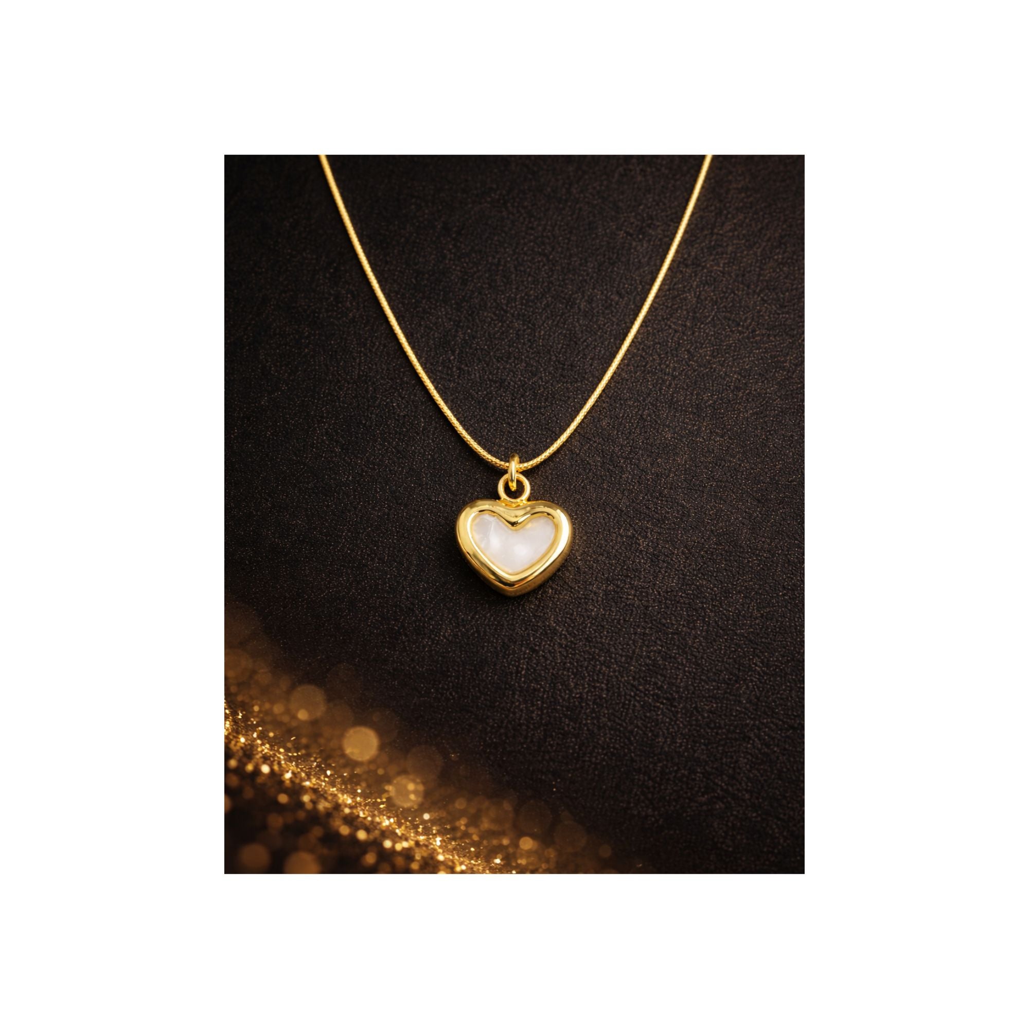 Golden Pearl Heart Pendant Necklace
